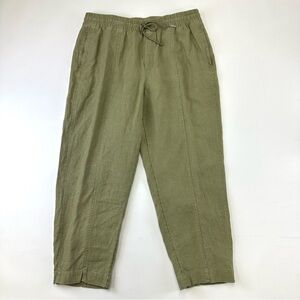 Athleta green linen retreat pant Size Large pull on ankle relaxed fit